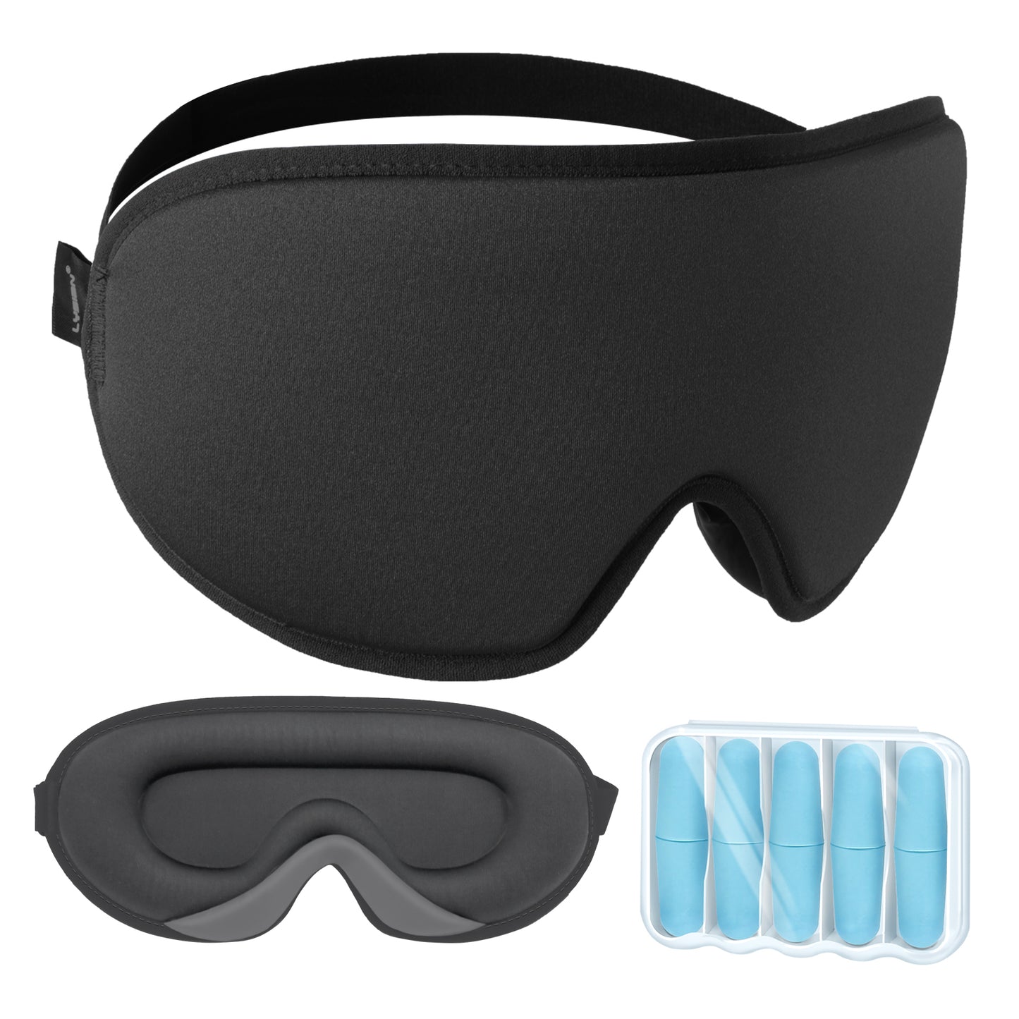 LYSIAN Sleep Eye Mask, 3D Concave Structure Comfortable and Pressure-Free, Blackout Eye Covers with earplugs for Sleeping and Travel…