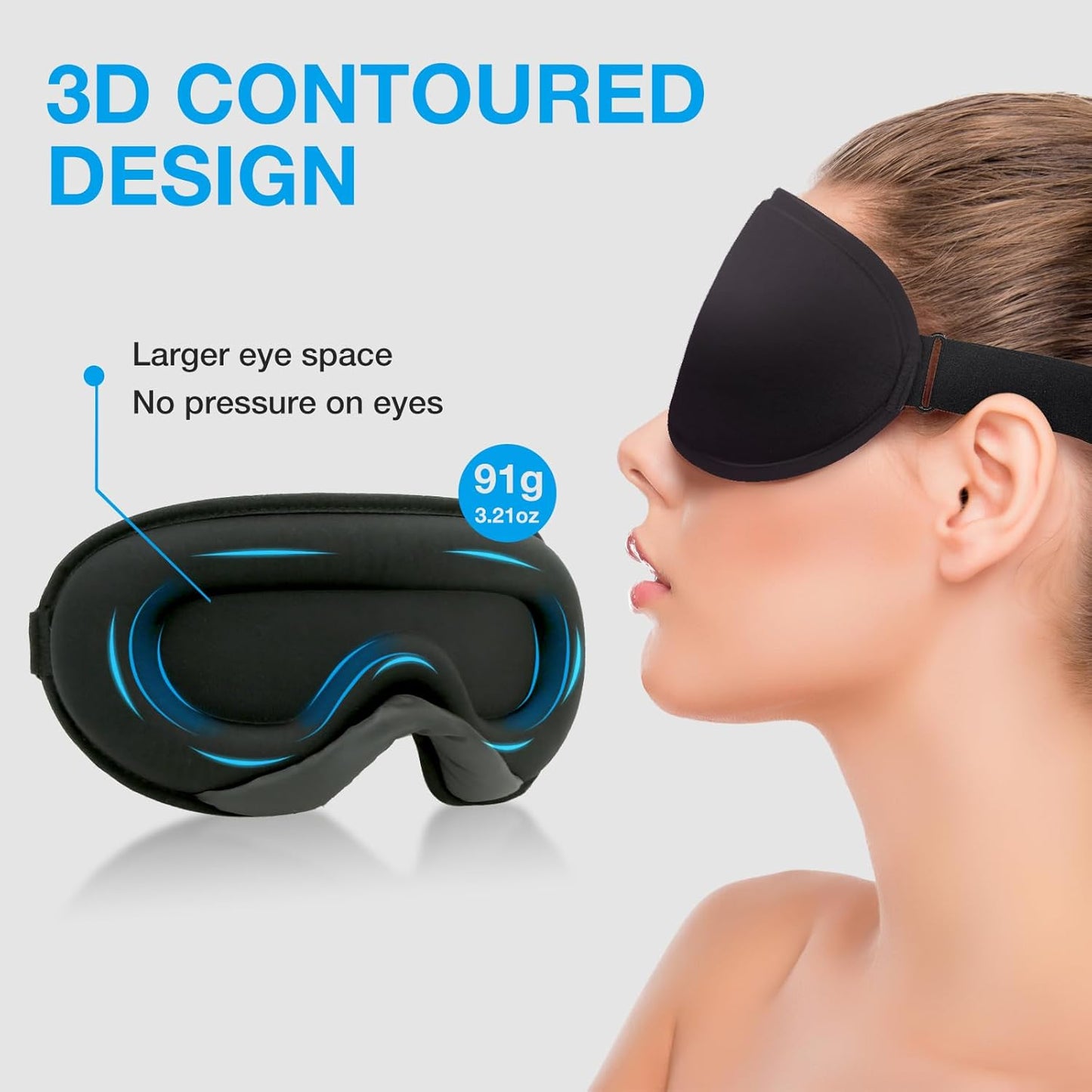 LYSIAN Sleep Eye Mask, 3D Concave Structure Comfortable and Pressure-Free, Blackout Eye Covers with earplugs for Sleeping and Travel…