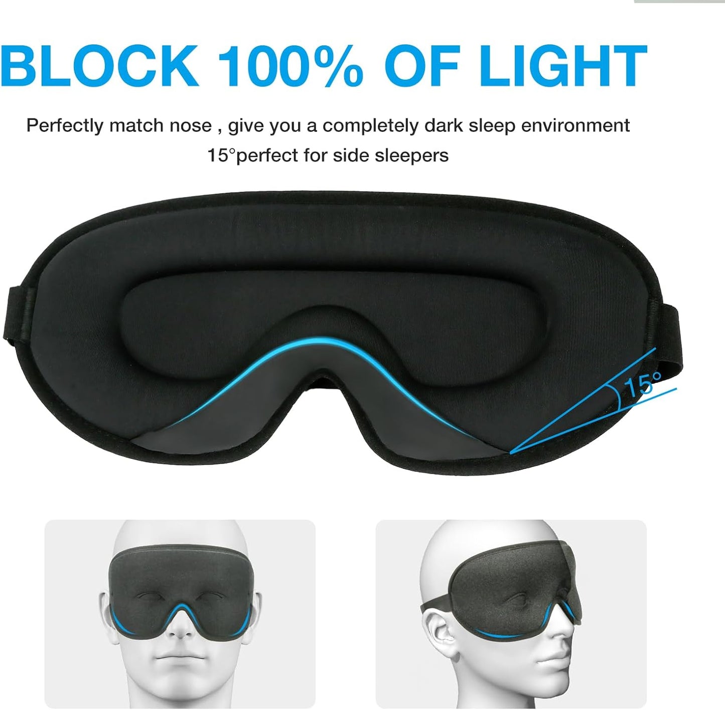 LYSIAN Sleep Eye Mask, 3D Concave Structure Comfortable and Pressure-Free, Blackout Eye Covers with earplugs for Sleeping and Travel…