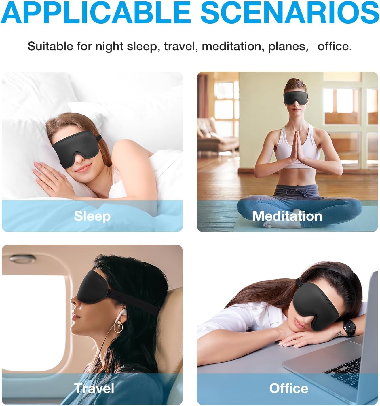 LYSIAN Sleep Eye Mask, 3D Concave Structure Comfortable and Pressure-Free, Blackout Eye Covers with earplugs for Sleeping and Travel…