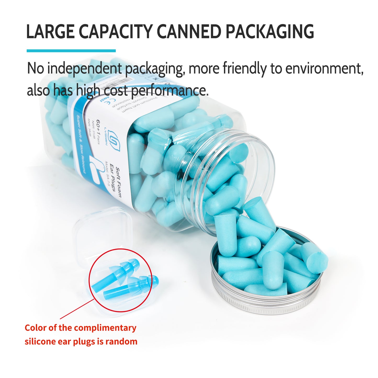 Ultra Soft Foam Earplugs 60 Pairs, 38dB SNR Noise Reduction Ear Plugs for Sleeping, Snoring, Work, Travel, Shooting and All Loud Events, Lysian