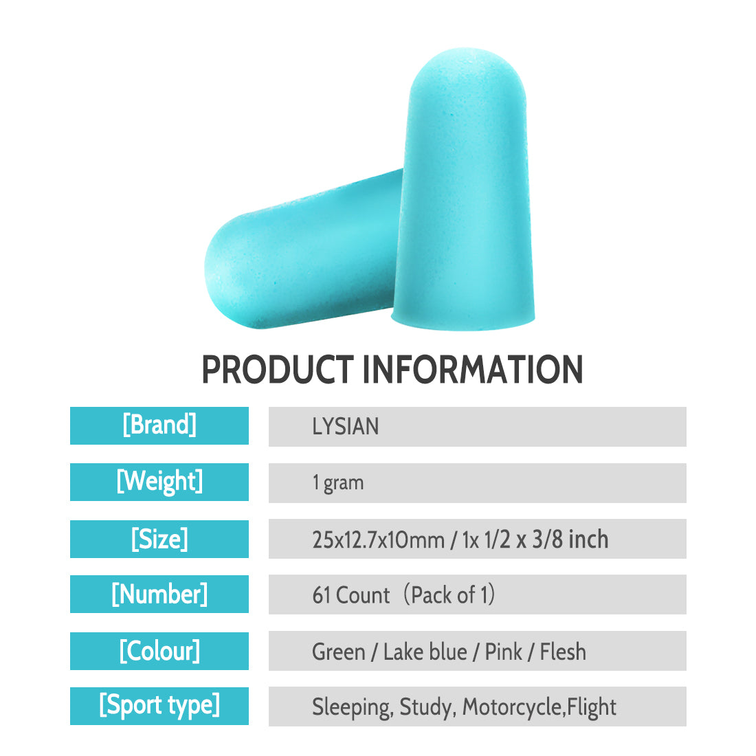 Ultra Soft Foam Earplugs 60 Pairs, 38dB SNR Noise Reduction Ear Plugs for Sleeping, Snoring, Work, Travel, Shooting and All Loud Events, Lysian