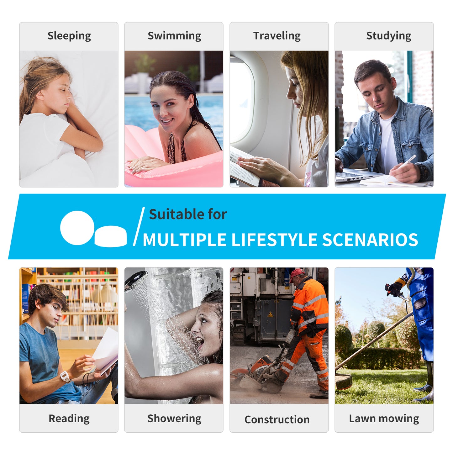 Moldable Soft Ear Plugs for Sleeping, Noise Cancelling and Water Proof Comfy Earplugs for Adult and Kid Water Sports