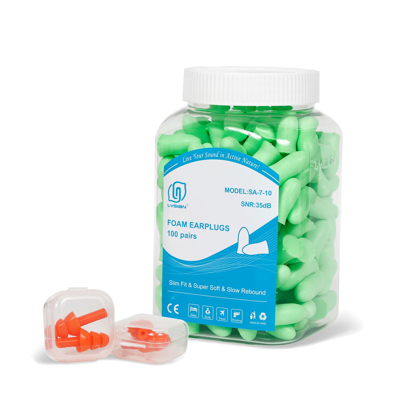Slim Size Foam Ear Plugs for Small Ear Canals, 100 Pairs, 35dB SNR Noise Canceling Earplugs for Sleeping, Shooting, Studying