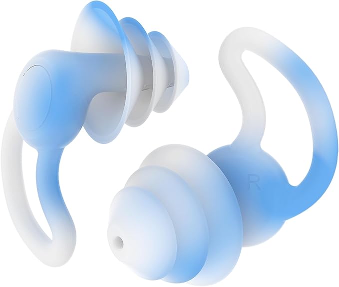 Reusable Earplugs 2 Pairs with Nose Clip, Waterproof Silicone Ear Plugs for Swimming,Showering,Surfing and Sleeping