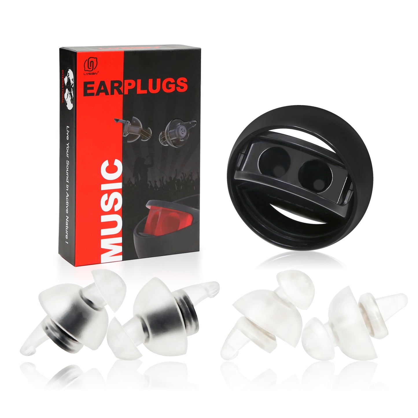 LYSIAN High Fidelity Ear Plugs for Concerts - Reusable Noise Cancelling Concert Earplugs for Musicians, Motorcycle, Music Festival, Games, DJ, Drumline-2 Pairs Valued Pack