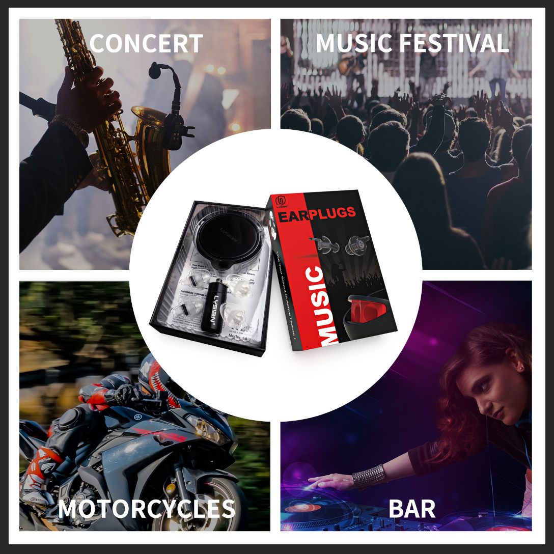 LYSIAN High Fidelity Ear Plugs for Concerts - Reusable Noise Cancelling Concert Earplugs for Musicians, Motorcycle, Music Festival, Games, DJ, Drumline-2 Pairs Valued Pack
