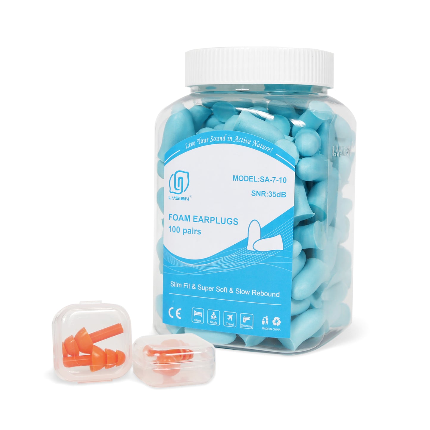Slim Size Foam Ear Plugs for Small Ear Canals, 100 Pairs, 35dB SNR Noise Canceling Earplugs for Sleeping, Shooting, Studying