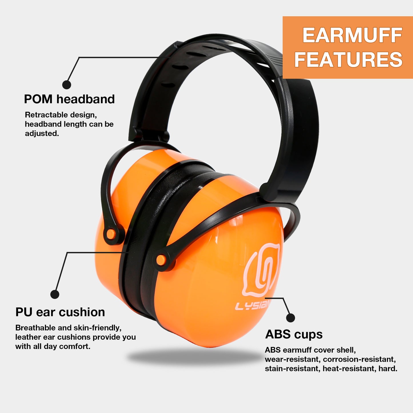 Foldable Noise Cancelling Earmuffs,Industry Ear Protection Muffs for Work, Shooting, Mowing, Airport by LYSIAN